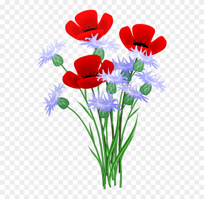 Maky - Red And Blue Flowers Clipart #347218