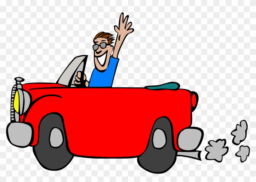 Car Red Cabriolet Guy Hawaii Shirt Wave Grin - Driving Car Clip Art #61029