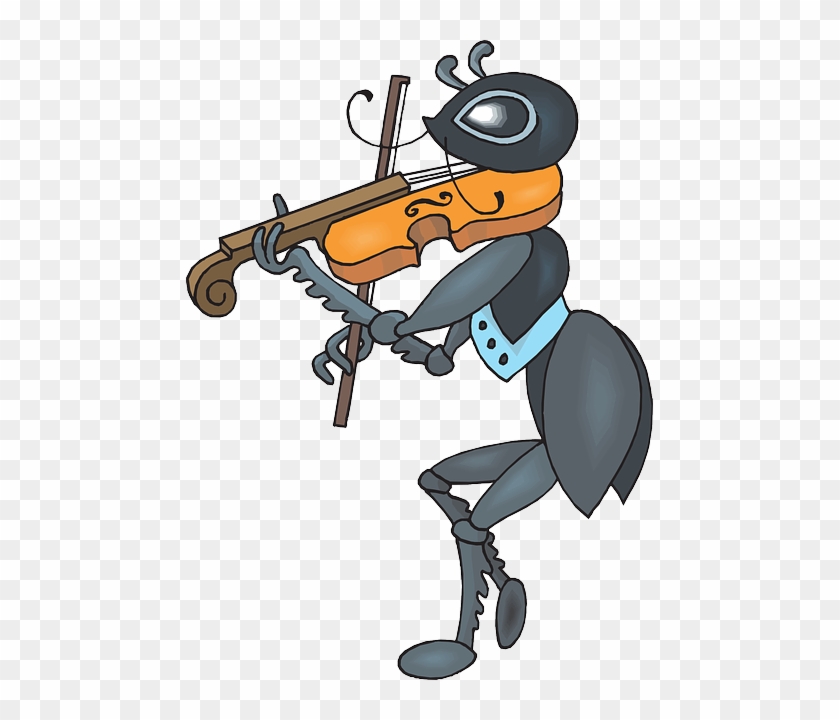 Play Music, Cartoon, Ant, Playing, Suit, The, Fiddle, - Ant Playing Violin #347342