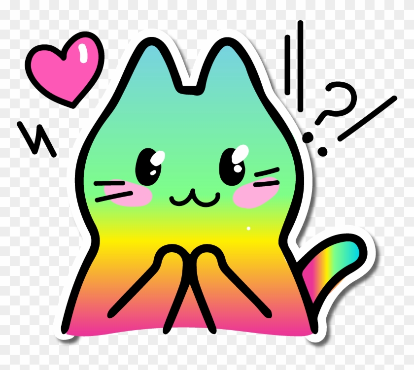 Colorful Cute Cat Meow Love Emjoi Wow Sticker - Kiss #348067