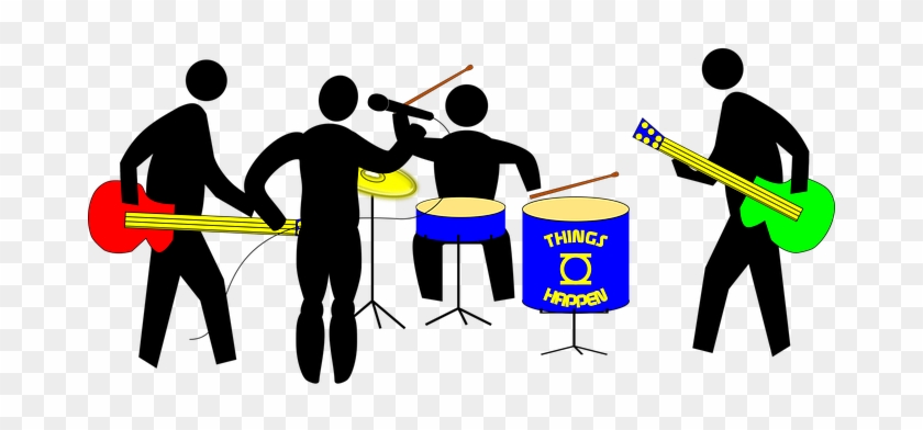 Band Drum Guitar Music Pedestrian Band Ban - Band Cartoon Png #348252