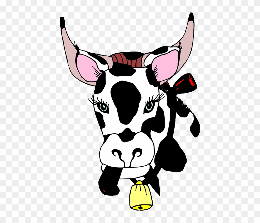 Head, Cow, Out, Bell, Animal, Tongue, Sticking - Gambar Animasi Sapi Lucu #348319