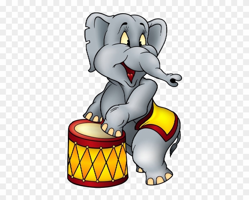 Funny Circus Elephant Playing Drum - Cartoon Circus Elephant - Free  Transparent PNG Clipart Images Download