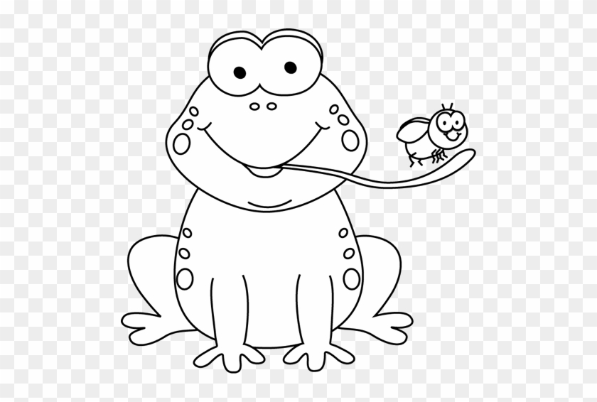 Black And White Frog Eating A Fly Clip Art - Frog Tongue Clipart Black And White #348361