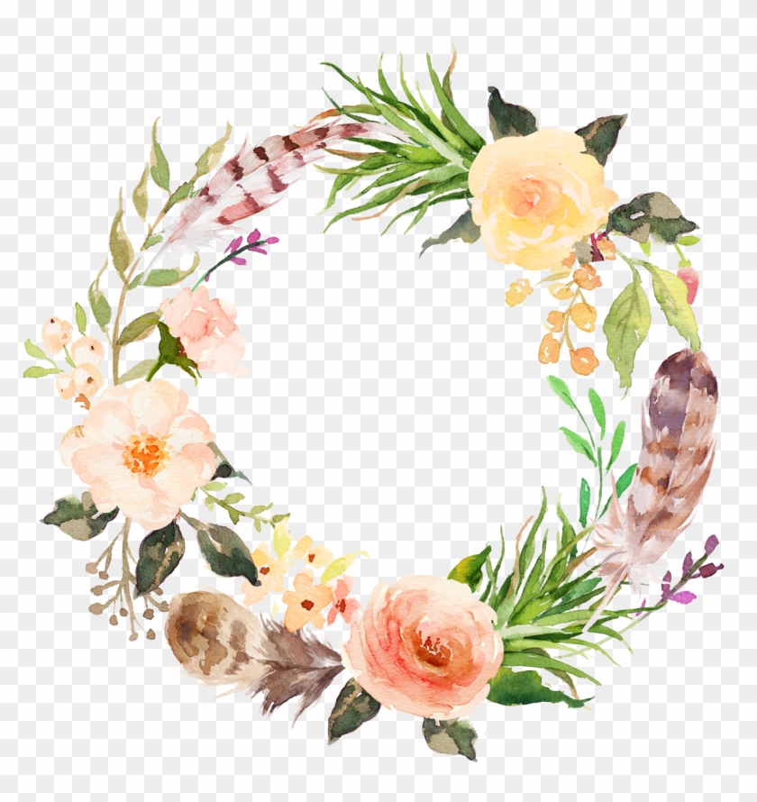 Flower Clip Art - Watercolour Floral Wreath Print #348469