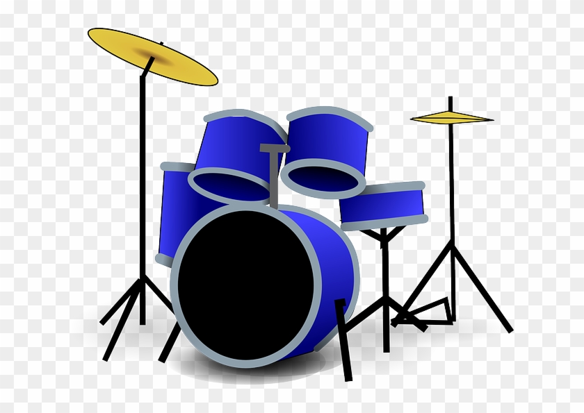 Drawing Music, Set, Icon, Blue, Outline, Drum, Drawing - Drums Clipart #348468