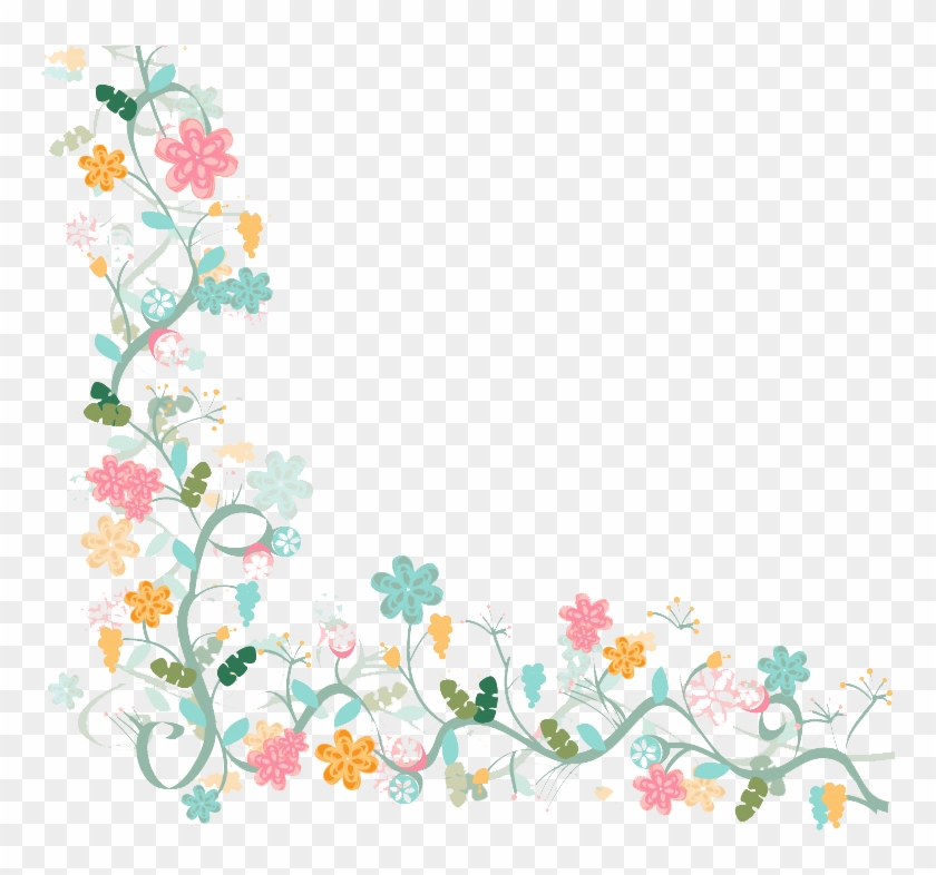 Flower Watercolor Painting - Flower Border Transparent Background #348529
