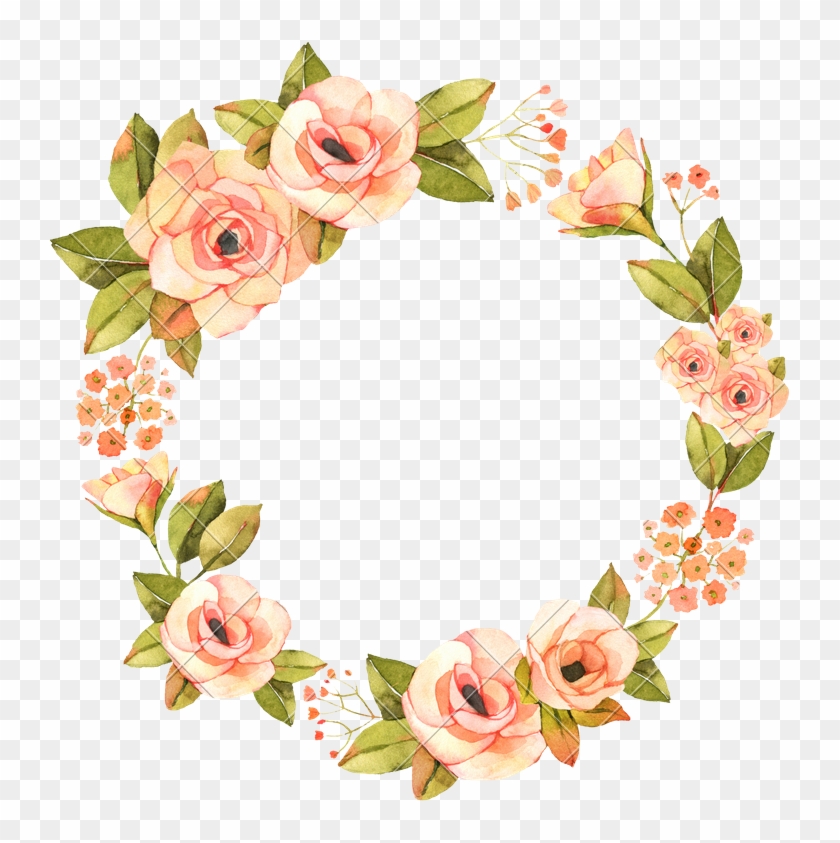 Modern - Watercolor Flowers Wreath Png #348584