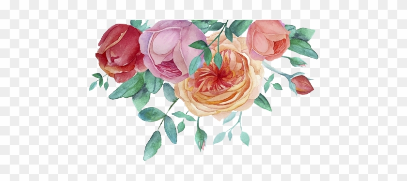 Watercolor Painting Flower Garden Roses - Watercolor Floral Frame Png #348712