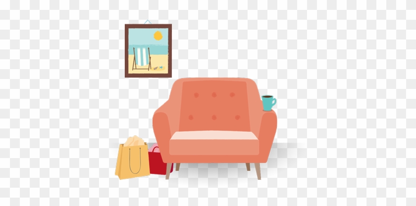 Illustration Of Shopping Bags Next To An Armchair, - Club Chair #348784