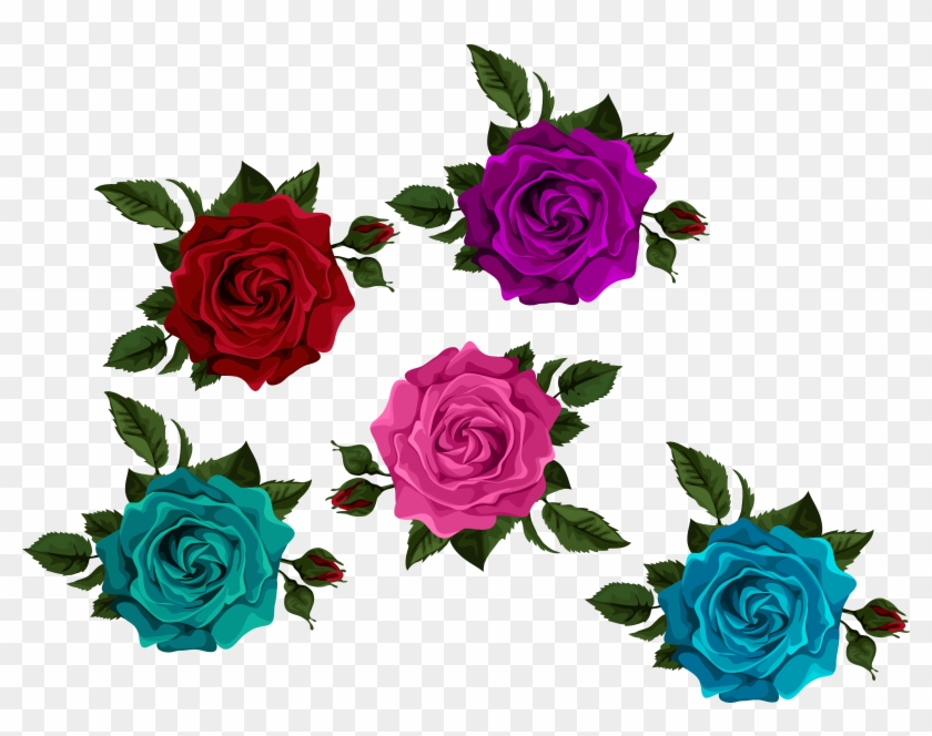 Colorful Roses With Bud Transparent Picture Clip Art - Rose #348954