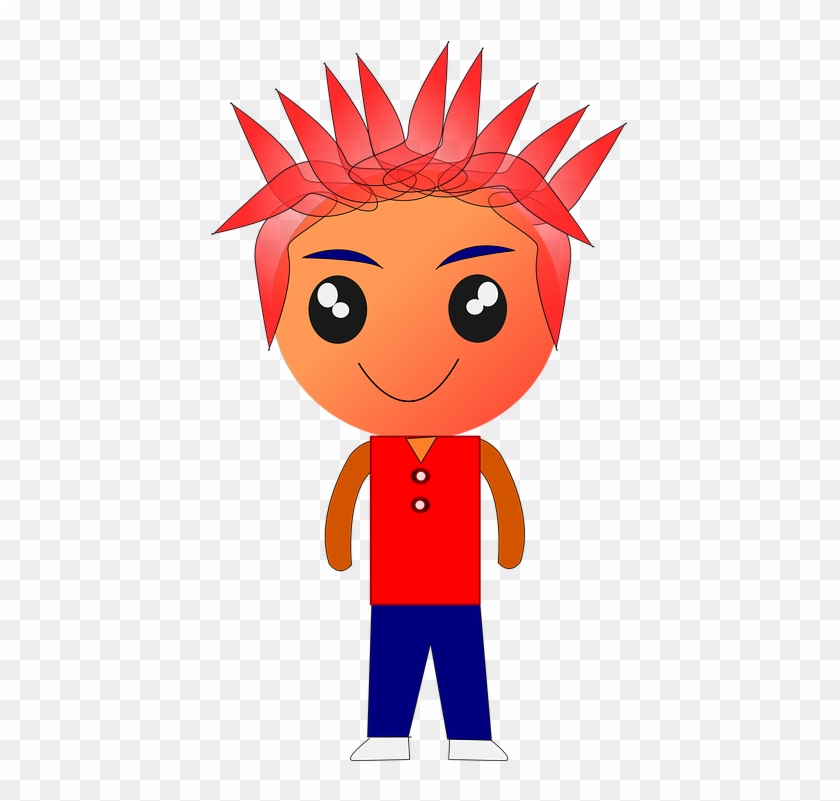 Cartoon School Boy 23, Buy Clip Art - Boy With Red Spiky Hair Cartoon #349298