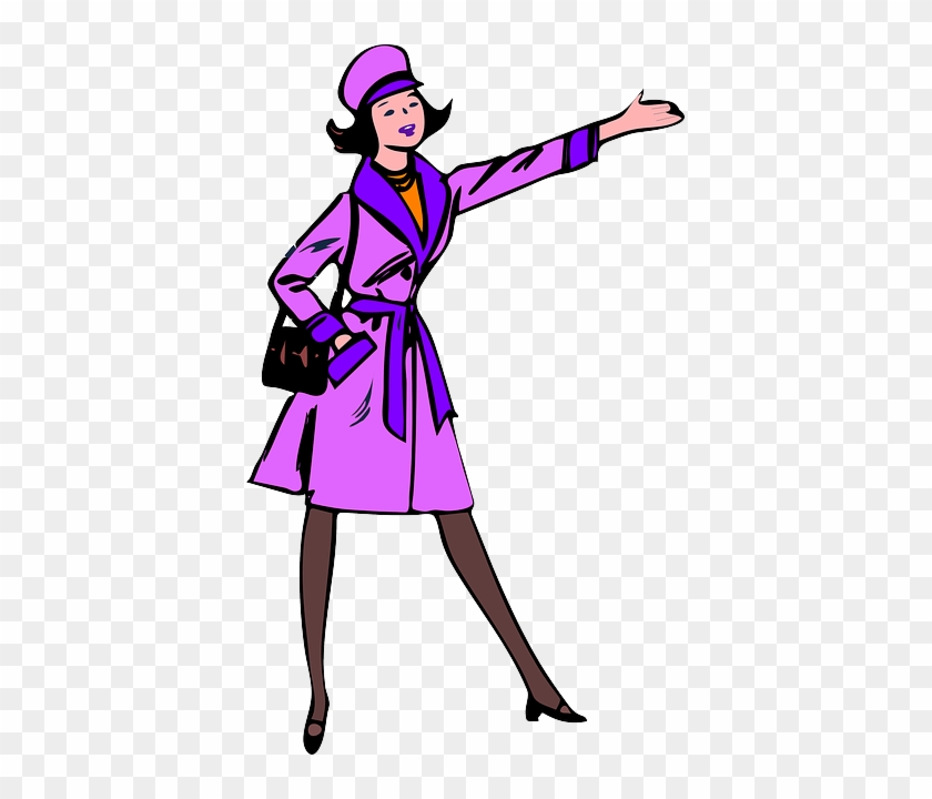 Lady, Woman, Purple, Pointing, Coat, Taxi, Purse - Break Up... Greeting Card #349580