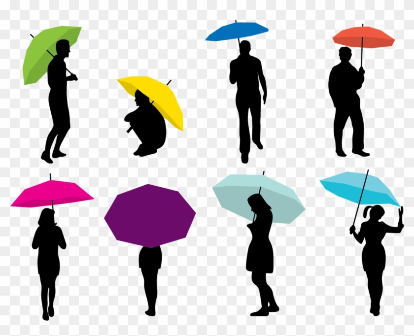 Silhouette Umbrella Woman - Women With Umbrella Silhouette #349627