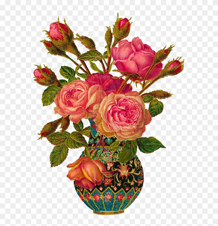 Free Vintage Flowers ~ Vintage Pink Roses In Ornate - Ya Hayyu Ya Qayyum #349741