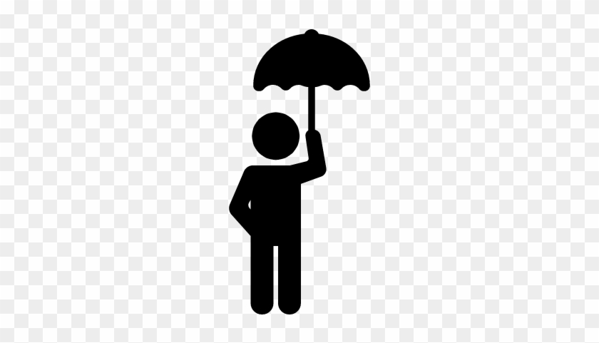 Man With Open Umbrella Vector - Person With Umbrella Icon #349749