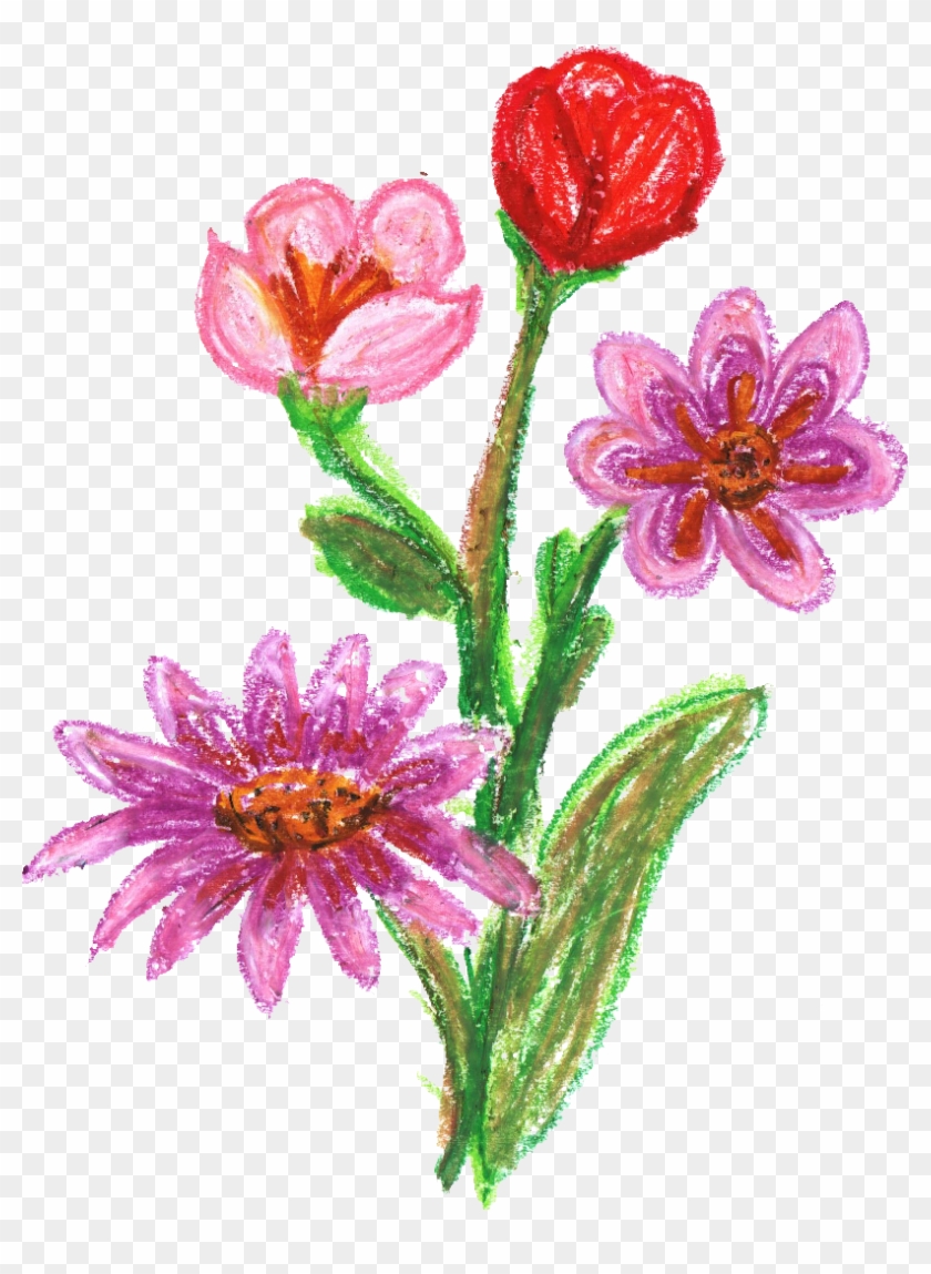 Free Download - Crayon Flowers Png #349839