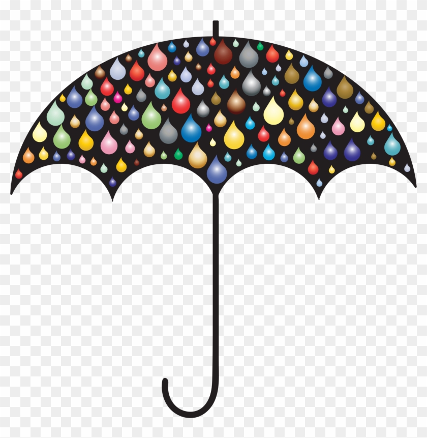 Rain Drops Umbrella Silhouette 2 - Clip Art Rain Drops #349887