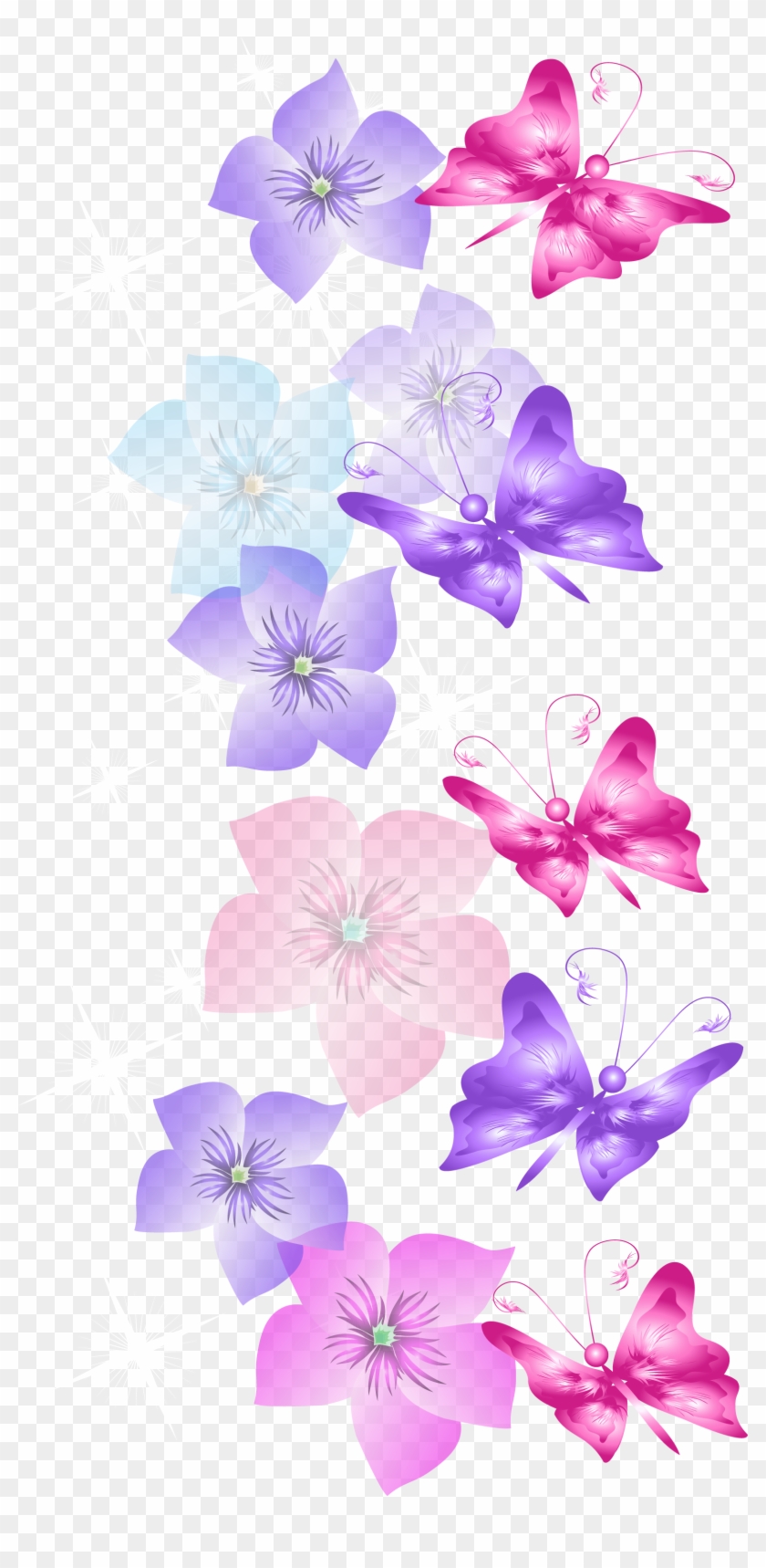 Butterflies And Flowers Decoration Png Clipart - Butterfly Decoration Png #349947