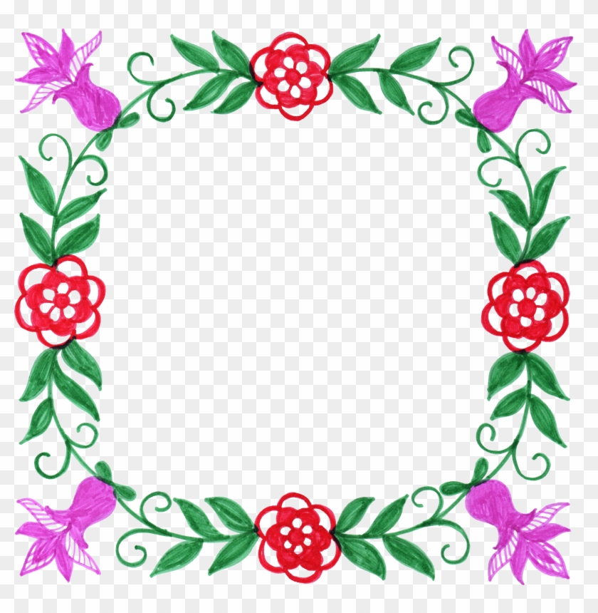 6 Flower Frame Colorful Square - 6 Flower Frame Colorful Square #350008