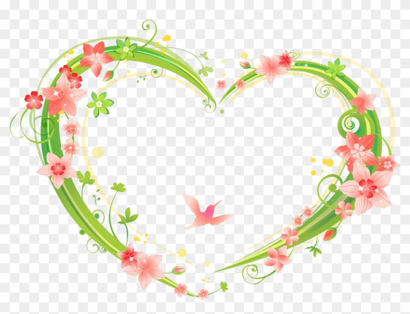 Heart-shaped Flowers Frame 2660*1914 Transprent Png - Flowers Frame Png Hd #350077