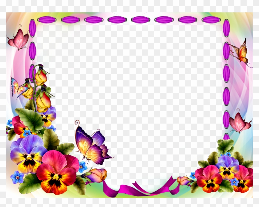 Red Flower Frame Border Frames Transparent Png Sticker - Flower And Butterfly Frame #350114