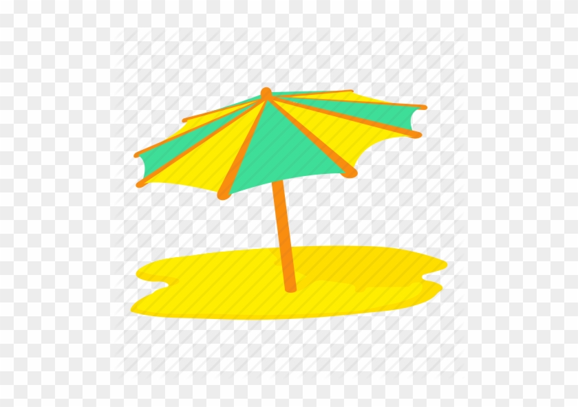Beach Umbrella Vector Illustration Isolated, Flat Cartoon - Beach Umbrella Icon Yellow #350148