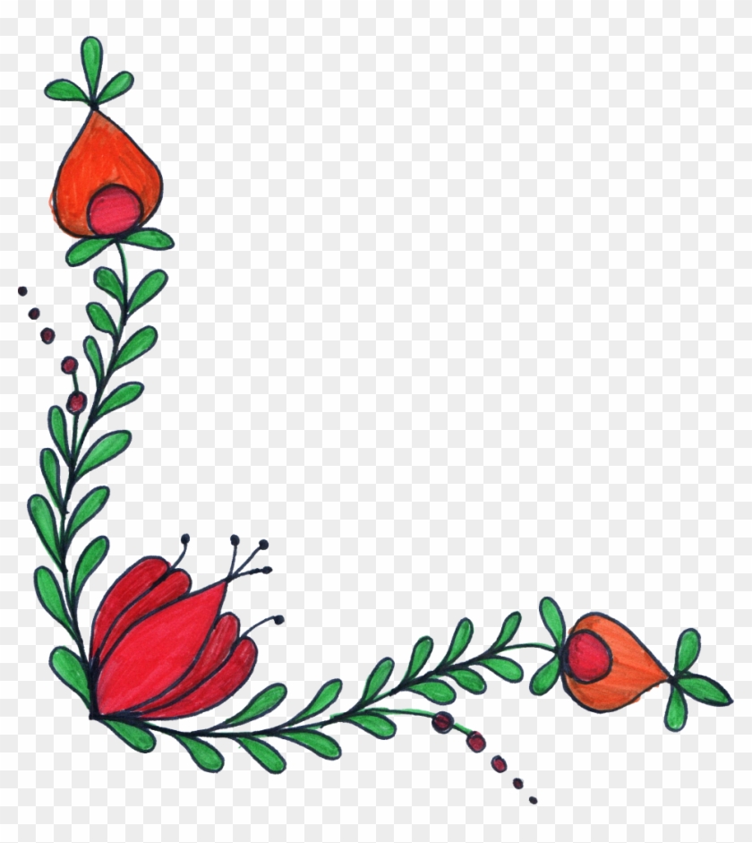 5 Flower Corner Drawing Onlygfx Com Make Clip Art Transparent - Flower Drawing Transparent #350153
