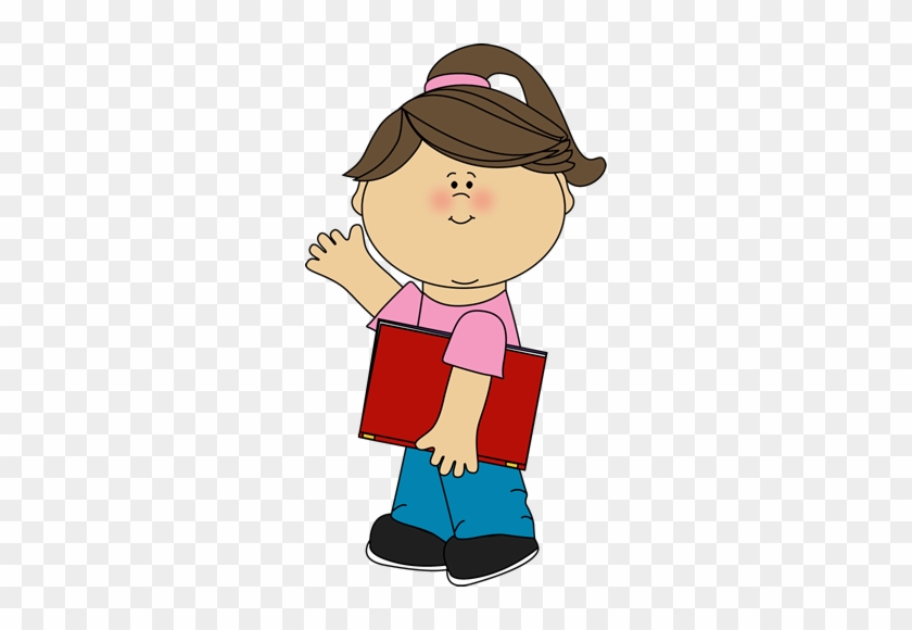 Girl Carrying Book And Waving - Clipart Waving #350166