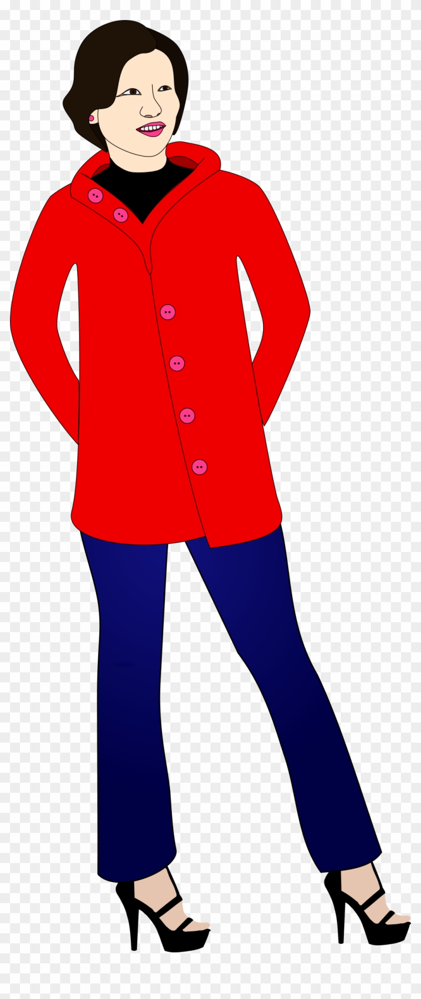 In Jeans, Heels, And A Red Coat - Woman #350176