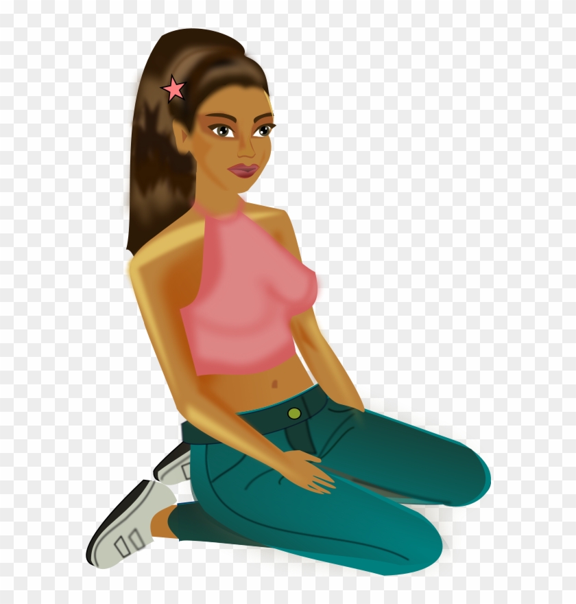 Free Bluejeans Girl - Girl Sit Cartoon Png #350220