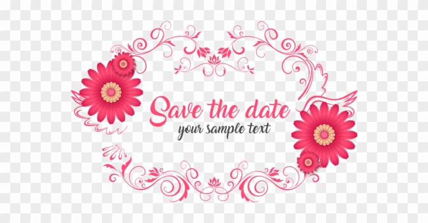 Save The Date Wedding Floral Ornament, Wedding Floral - Save The Date Png #350362