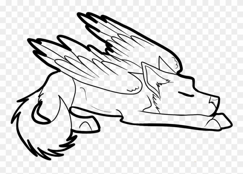 easy wolf drawing with wings