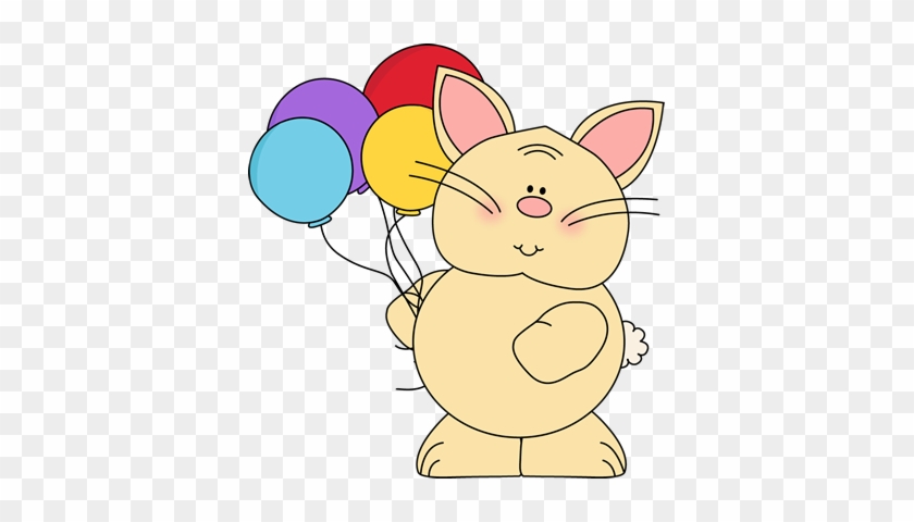 Bunny Holding Balloons Clipart - Bunny With Balloons Clipart #350769