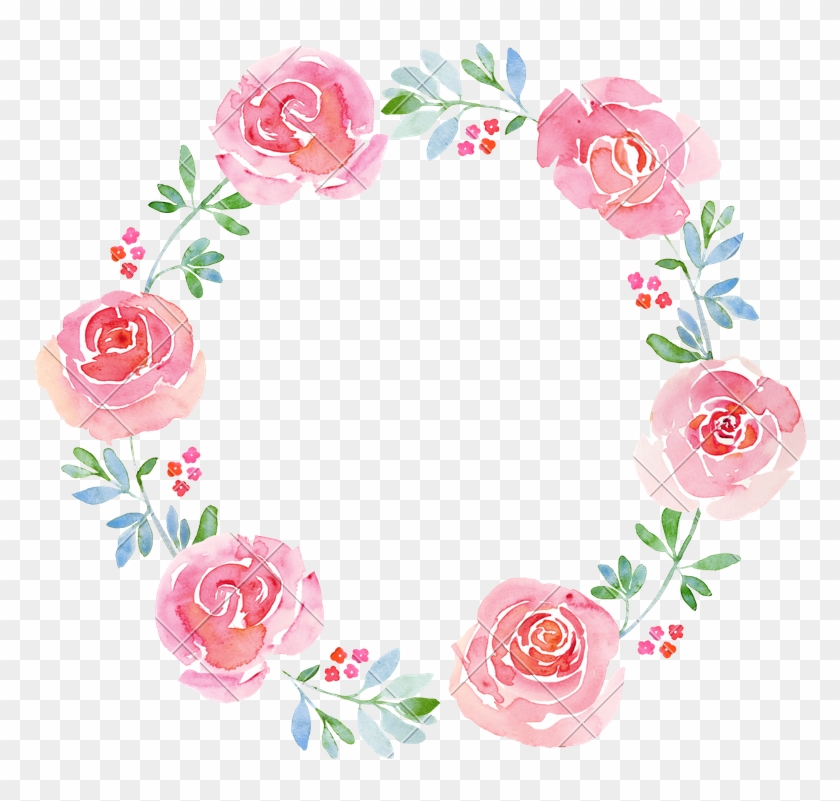 Beautiful Flower Watercolor Wreath - Watercolor Flower Wreath Png #350800