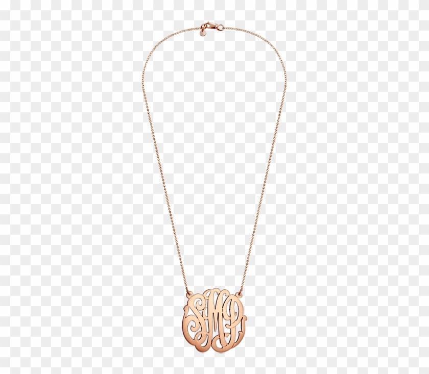 Large 14k Rose Gold Lace Monogram Initial Necklace - Pendant #351175