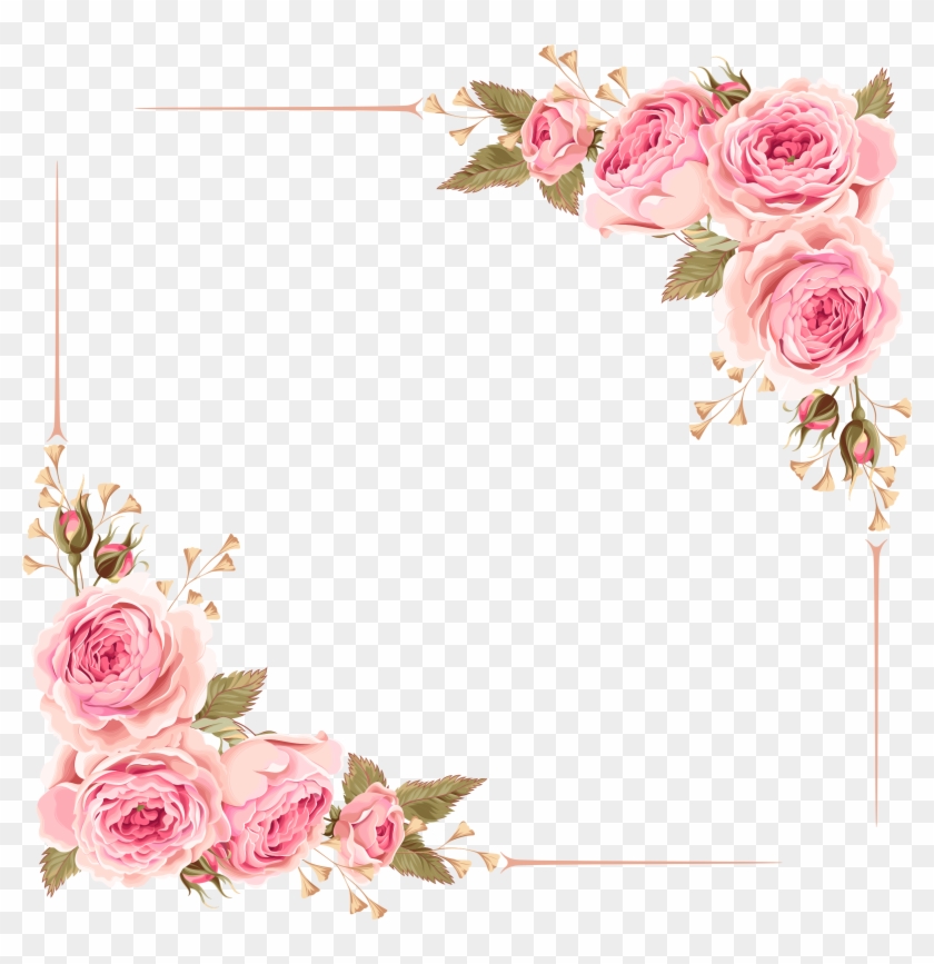 Wedding Invitation Flower Rose Pink Clip Art - Wedding Invitation Flower Borders #351207