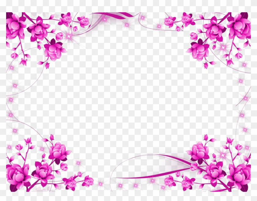 Pink Floral Border Png Image Transparent - Purple Flower Frame Png #351216