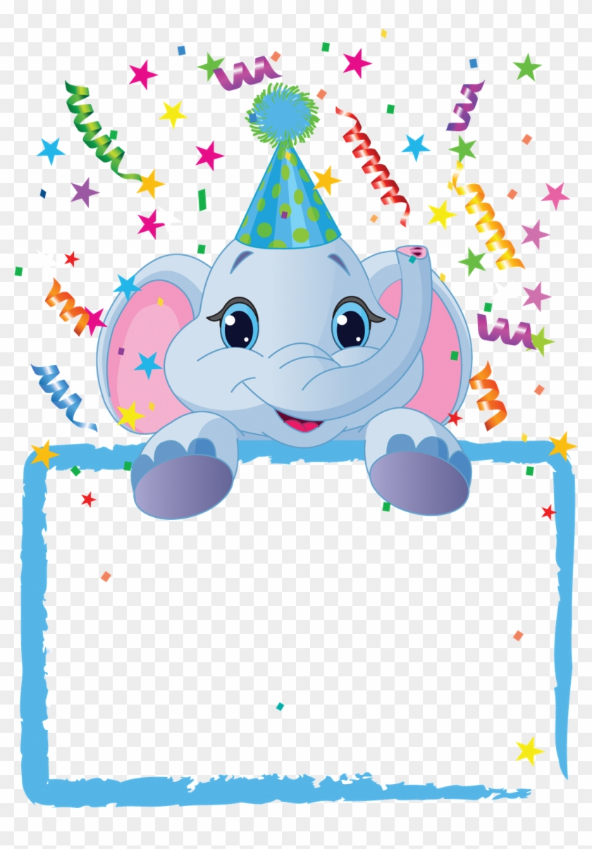 Royalty-free Clipart Illustration Of An Adorable Elephant - Party Frame #351218