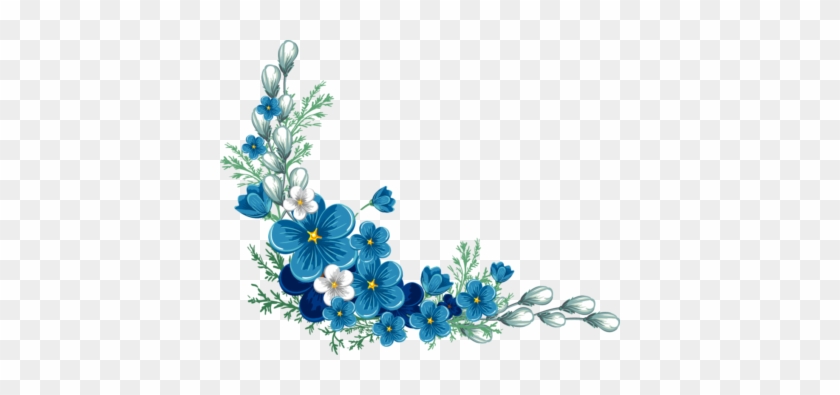 Blue Flowers Border-png - Flor Azul Png #351263