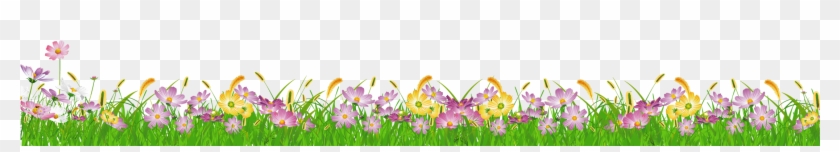 Grass Ground With Pink Flowers Png Clipart - Grass With Flowers Png #351364