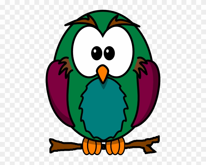 Skinny Owl On Branch Clip Art At Clker - Cartoon Owl #351684
