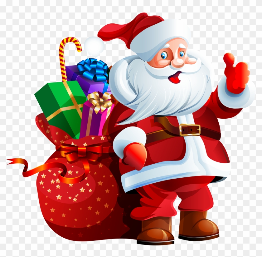Santa Claus With Big Bag Png Clipart - Santa Claus Images Png #351848
