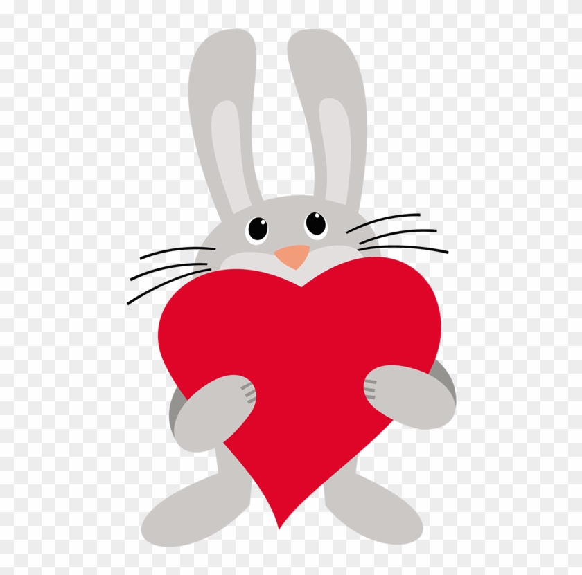 White Rabbit European Rabbit Heart - Valentine Bunny Clipart #351847