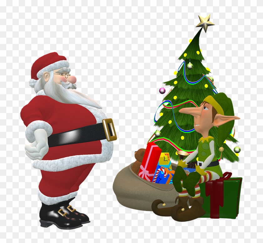 Santa Workshop Cliparts - Santa Claus And Elf #351885