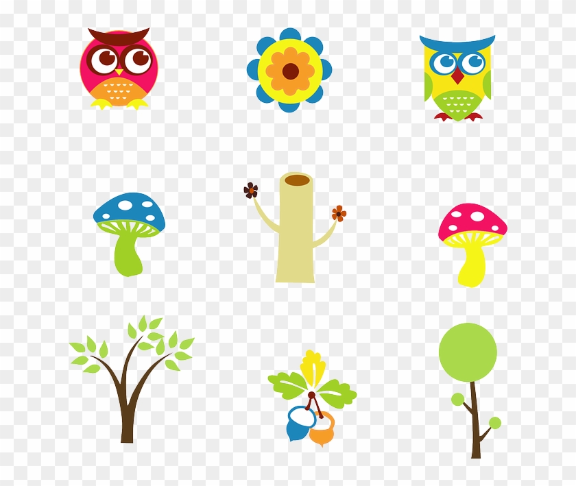 Tree, Flower, Cartoon, Owl, Leaves - Personalized Name Owls Mushrooms Cute Bag, Adult Unisex, #351973