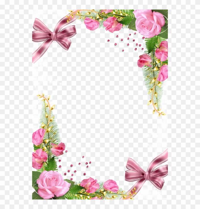 Cute Png Photo Frame With Pink Roses - Pink Roses Frame Png #352192
