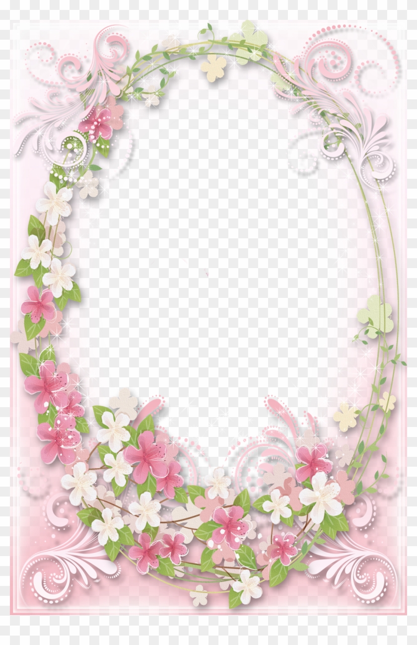 Transparent Soft Pink Flowers Frame - Pink Flower Frame Png #352221