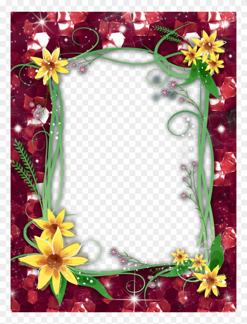 Red Flower Frame Png Transparent Image - Frame Png Transparent #352280
