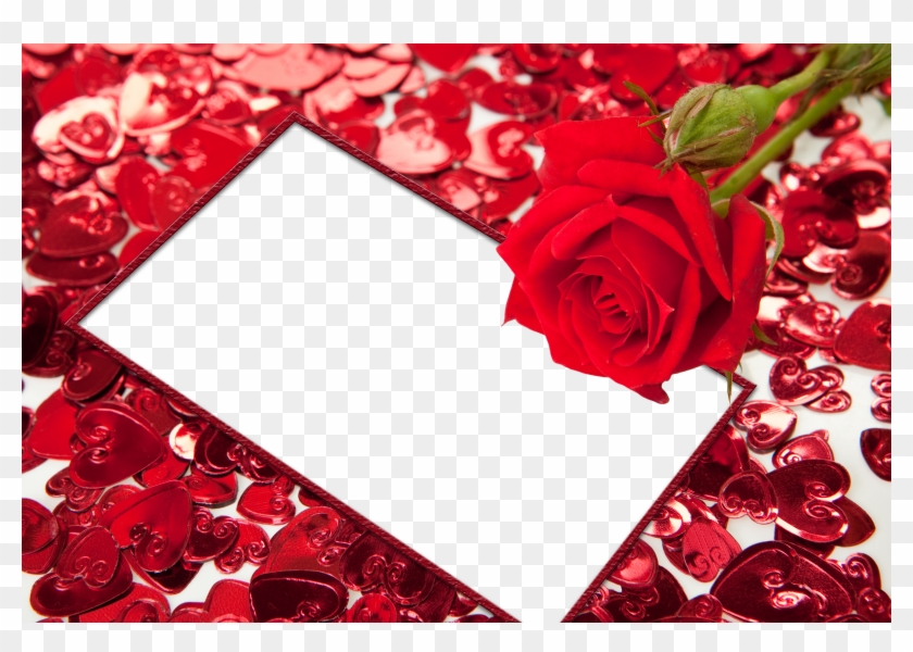 Red Flower Frame Png Hd - Red Roses And Hearts #352283